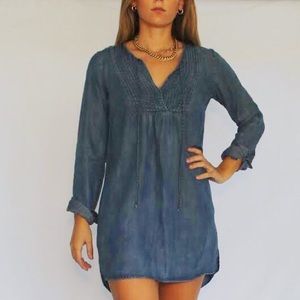 Denim long sleeve smock dress
